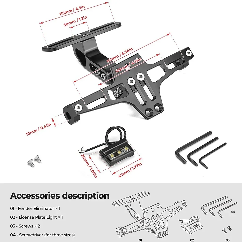 Support de Plaque de Planificateur de Moto et Clignotant LED, Accessoires pour Yamaha MT07, MT10, Kawasaki Z750, Z800, BMW R1200