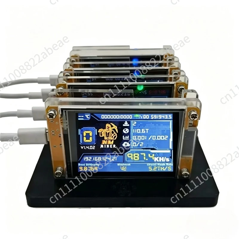 Exquisite-Bitcoin Crypto Solo Miner 4X 987KH/S  4 Slots Stand Upgraded Harshrate 2.8 Inch Smart Display Lotter