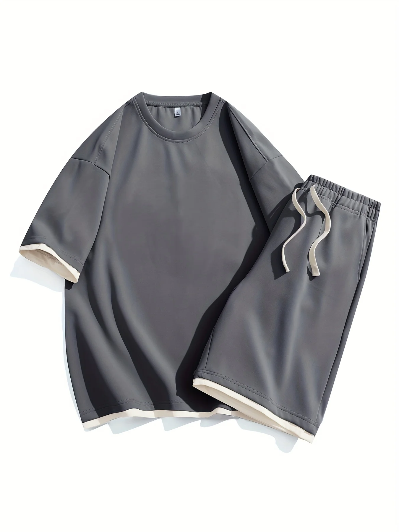 

2025 Summer Men's Sets oversizeT-shirt +Short Joggers Two-piece Fashion Casual waffle Shorts Suit for Men Streetwear Sports Tops