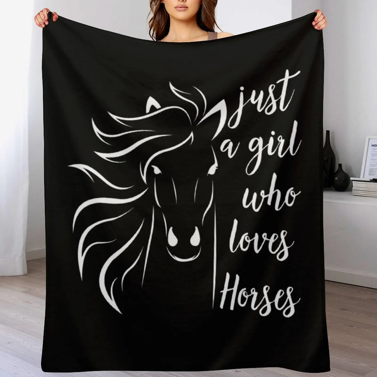 

Just A Girl Who Loves Horses Throw Blanket Hairy Flannel Personalized Gift Blankets