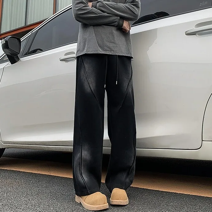 

Мужские повседневные широкие брюки, осень-зима, уличные драпированные брюки свободного покроя, американский дизайн лезвия, длина до пола