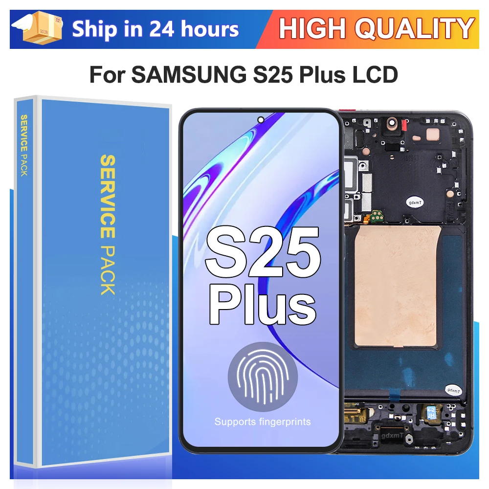 

6,7-дюймовый AMOLED-дисплей для Samsung Galaxy S25+ с рамкой, дигитайзер сенсорного экрана, панель S25 Plus S936B, S936U, S936W, S936N, запасная часть