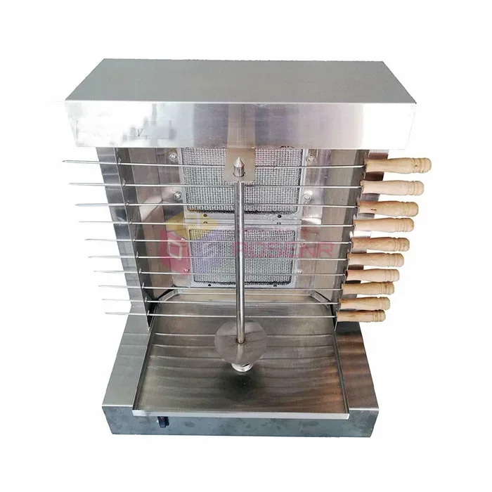 Automatic Vertical Stainless Steel Gas Broiler BBQ Grills Trompo Tacos Pastor Shawarma Doner Kebab Machine Gas Stove