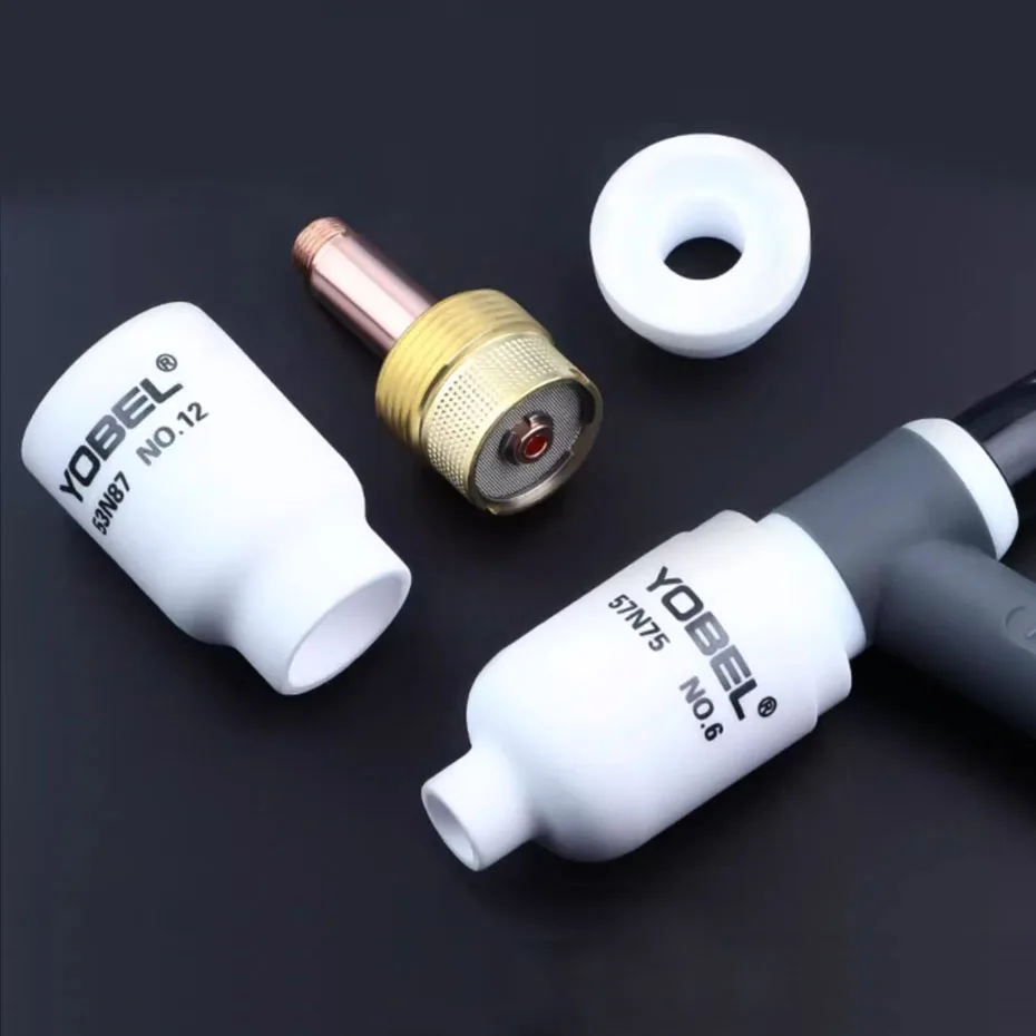 

Керамическое сопло для аргонодуговой сварки, универсальные аксессуары для керамических сопел аргонодуговых сварочных пистолетов, в комплекте с сетчатым соединительным корпусом.