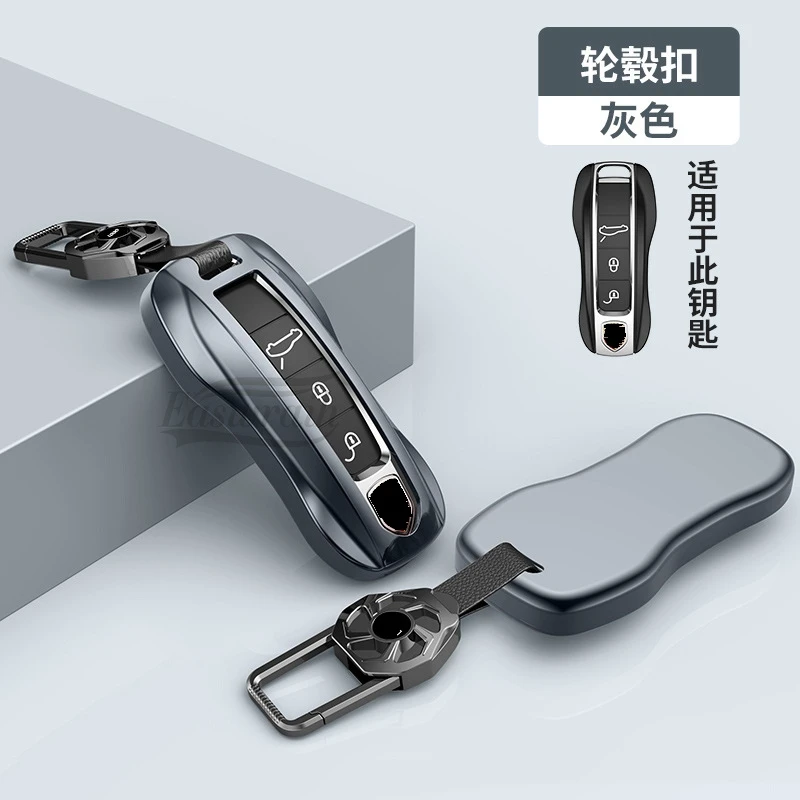 

Car Aluminum Alloy Leather Car Smart Key Fob Case Cover Holder For Porsche Panamera Spyder Carrera Macan Boxster Cayman Cayenne