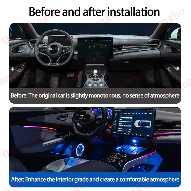 Ouchuangbo LED Ambient Light For BYD Seal 06 DMI EV GT 2024+ Atmosphere Lamp Door Backlight Kit Dynamic Magic Ambiant