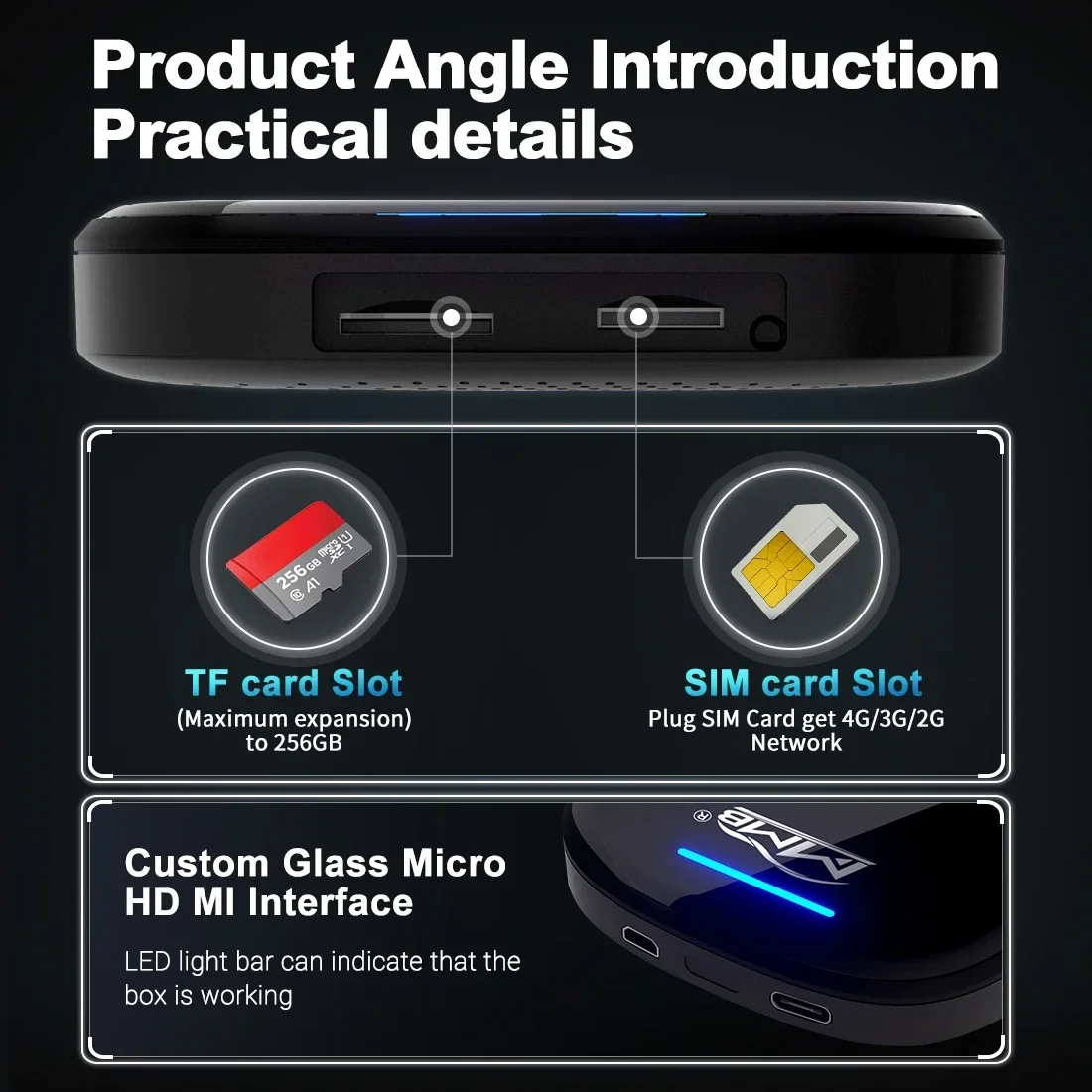 Nuevo MMB MAX 3,0 Android 10,0 OS 8GB + 128GB carplay ai box interfaz HD adaptador inalámbrico CarPlay Android Auto Netflix y YouTube