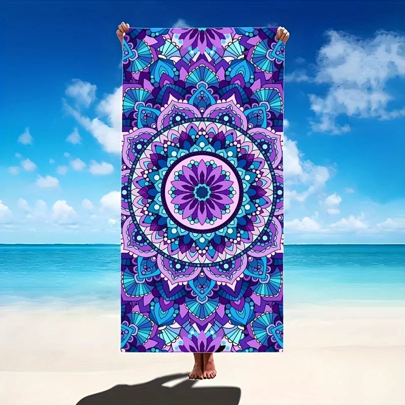 One Piece of a Bohemian-Style Beach Towel Designed to Protect Against Sand - Features a Quick-Drying Plaid Pattern Suitable