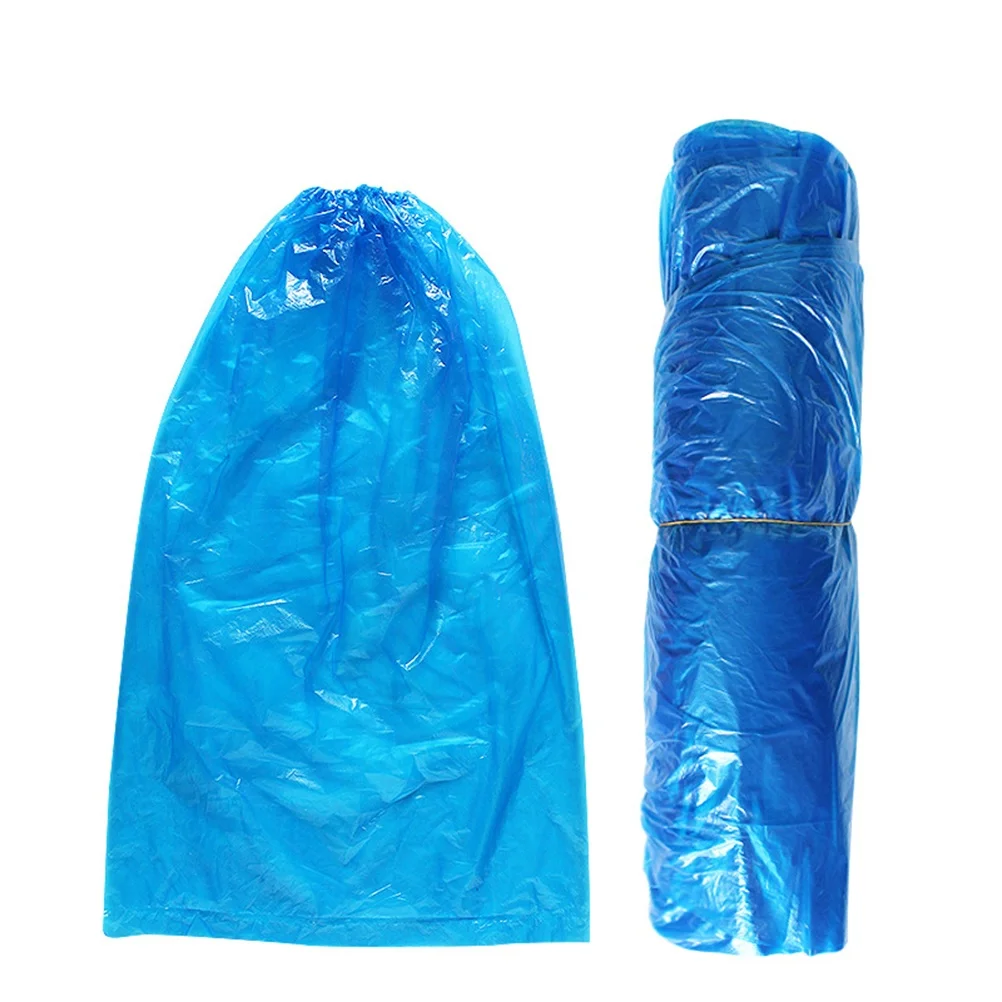 

50pcs Shoe Covers Waterproof Dustproof Disposable Long Plastic Protection Blue Shoes Cover Fit Most Sizes Home Factory