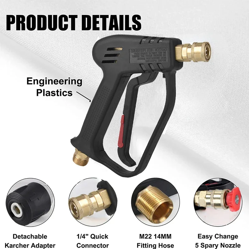 High Pressure Washer Gun Car Wash WaterGun for Car Cleaning Hose Connector For Parkside Karcher Nilfisk Quick connector nozzles