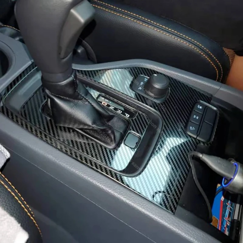 AU33-For Ford Ranger Everest Endeavor 2015+ Carbon Fiber Stainless Steel Gear Shift Panel Cover Trim Frame Decor Accessories