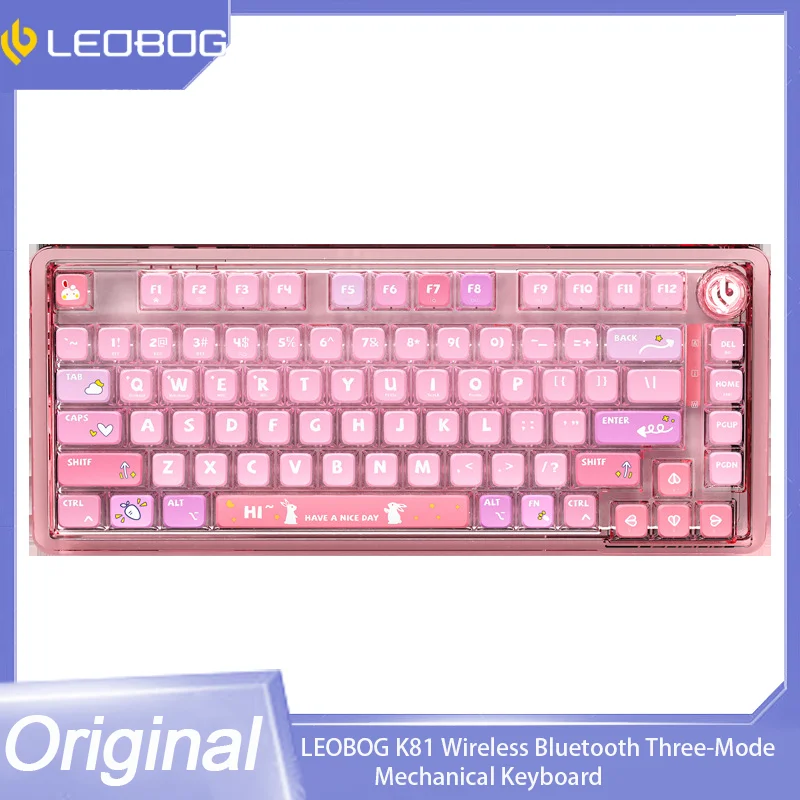 LEOBOG K81 Bluetooth Wireless Mechanical Keyboard 81 Keys Hot-swappable RGB Three Modes Keyboard Gasket Structure Acrylic