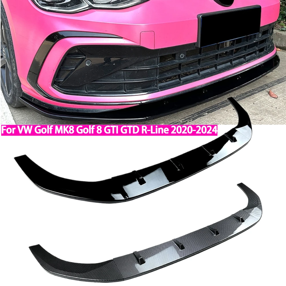 

3Pcs/set Front Bumper Lip Spoiler Diffuser Splitter Covers for VW Golf MK8 Golf 8 GTI GTD R-Line 2020-2024