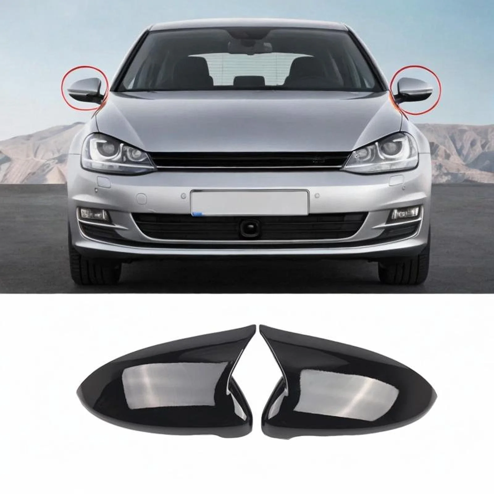 

2PCS black Carbon Car Side Mirror Cover Trim Replace OEM 5G0857537 5G0857538 For VW Golf 7 7.5 MK7 7.5 GTI R 2014-2019