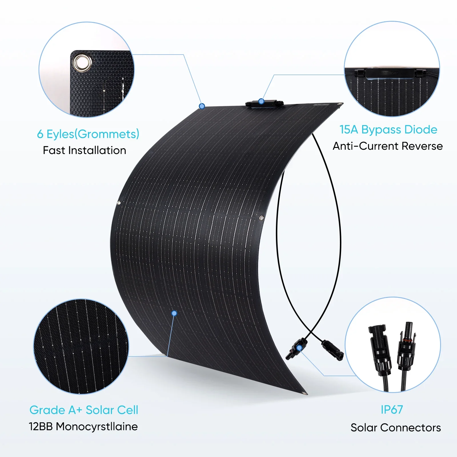 3000W Solar Panel  2000W 10000W Flexible Panel Solar Monocrystalline Cell For 12V/24V Battery Charger 1500W System Kits