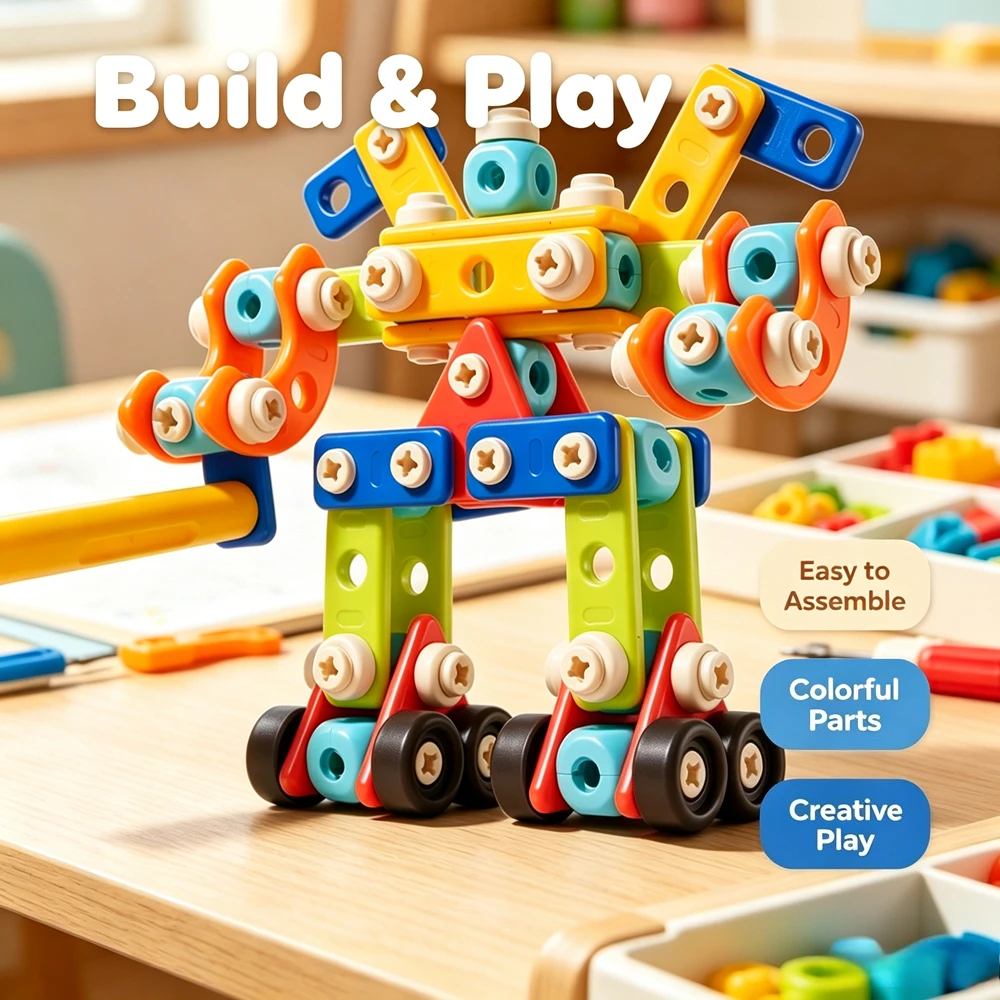 Screw Tightening Building with Blocks Disassembling and Reassembling for DIY Toys Assembling Nuts Multi Shaped Assembling Toys