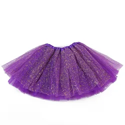 Adult hot mesh tutu skirt 2024 street fashion solid color skirt Polyester Gold/Silver stamping dance skirt