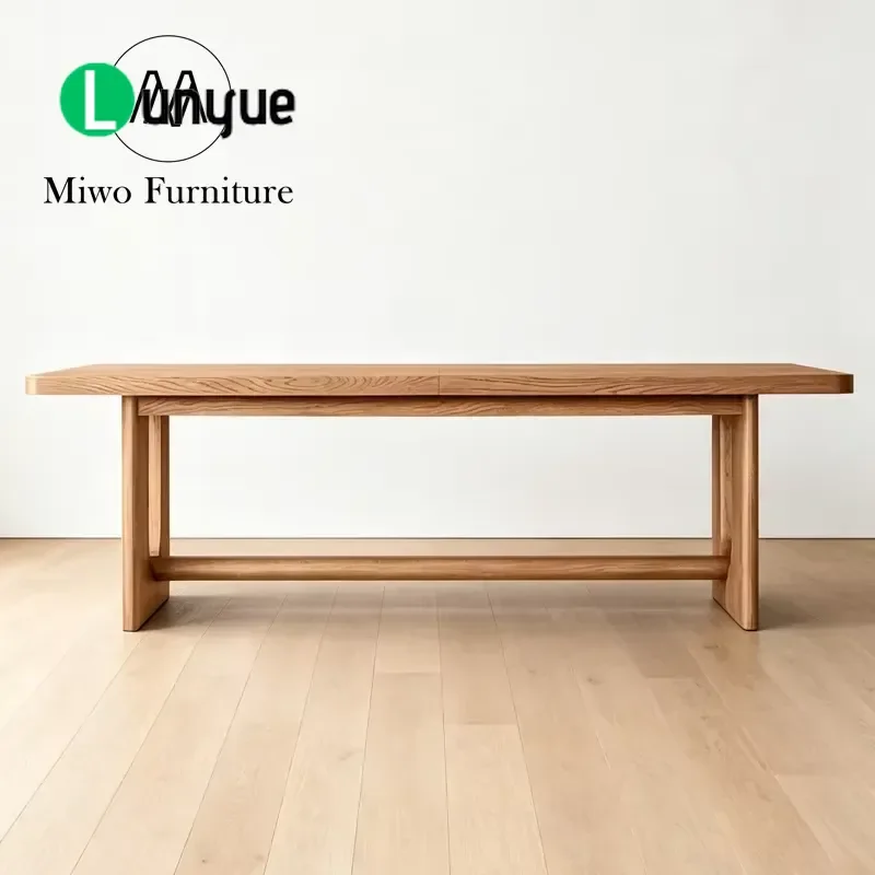 Luxury Oak Solid Wood Rectangular Dining Table and Chair Set for Hotel Banquet Home Restaurant Sturdy Workbench Furniture