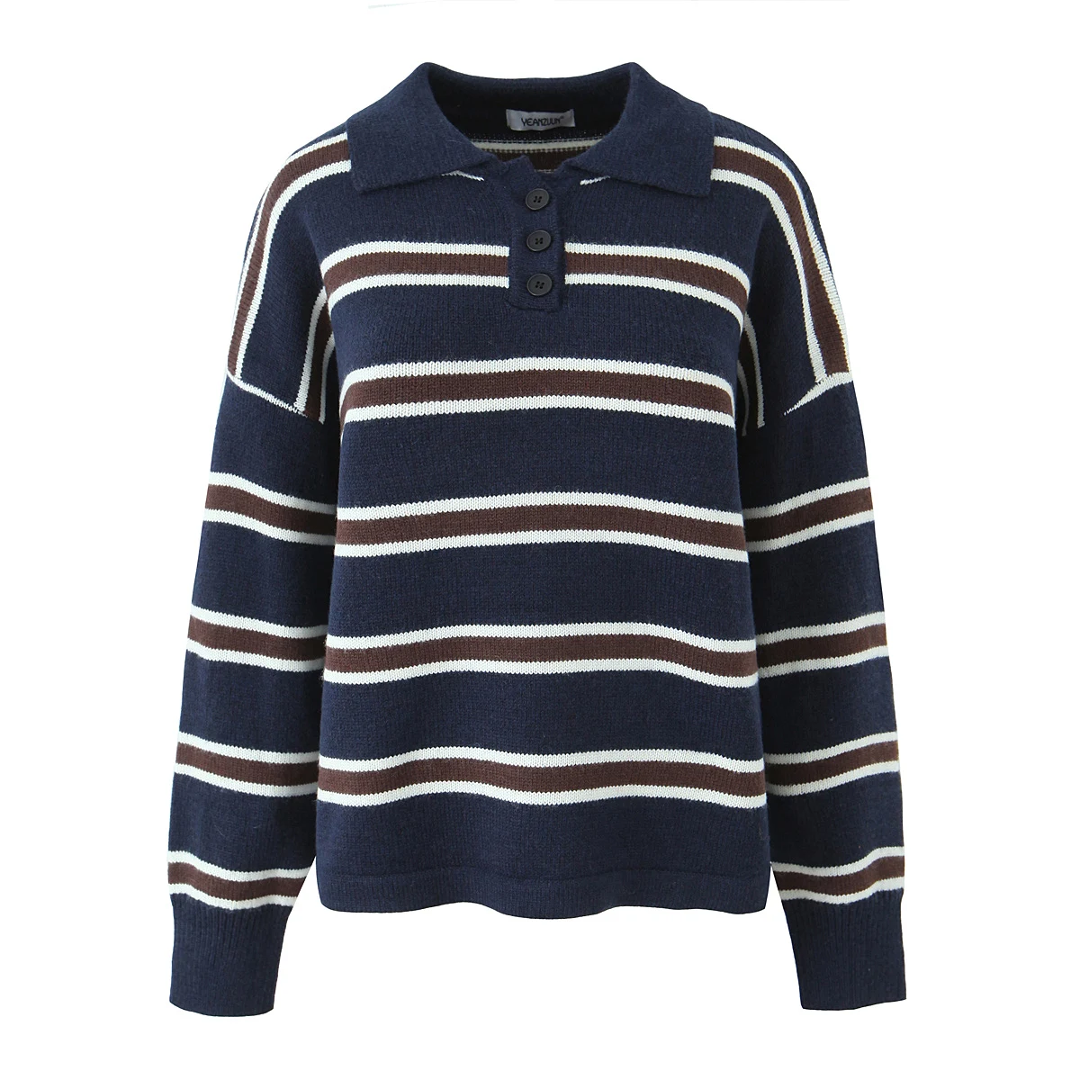 Jesienne swetry damskie z długim rękawem, dzianinowe, oversize, vintage, ciepłe swetry damskie w paski, luźne swetry w stylu koreańskim.