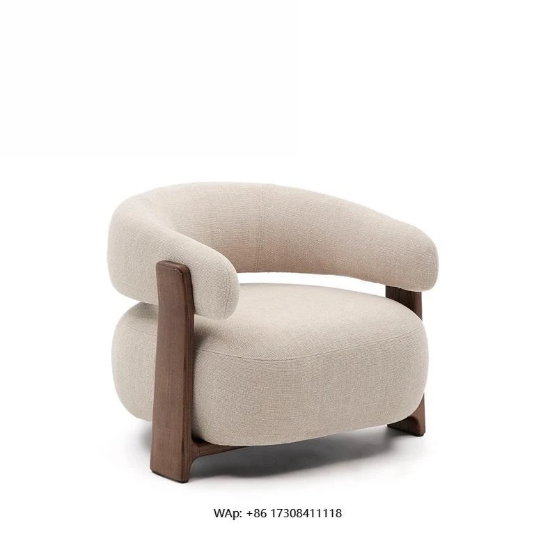 Modern Hotel Resort Terrace Recliner Natural Oak Wood Armchair Nordic Living Room Bedrooms Club Coffee Shop Accent Chair