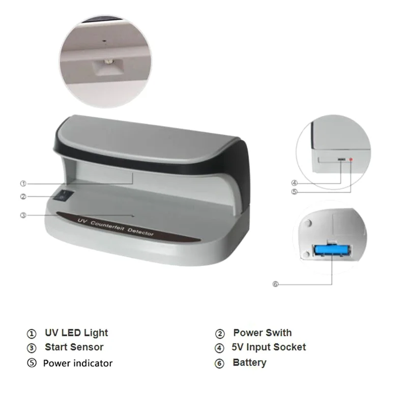 AA08-Portable Desktop High-Efficiency Purpler Light Cash Detector With Battery Money Detection Functionality For Quick Verificat