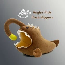 New Monkfish Slippers Funny  Angler Fish Plush Slipper Winter Warm Lanternfish Plushie Home Shoes for Halloween Gifts