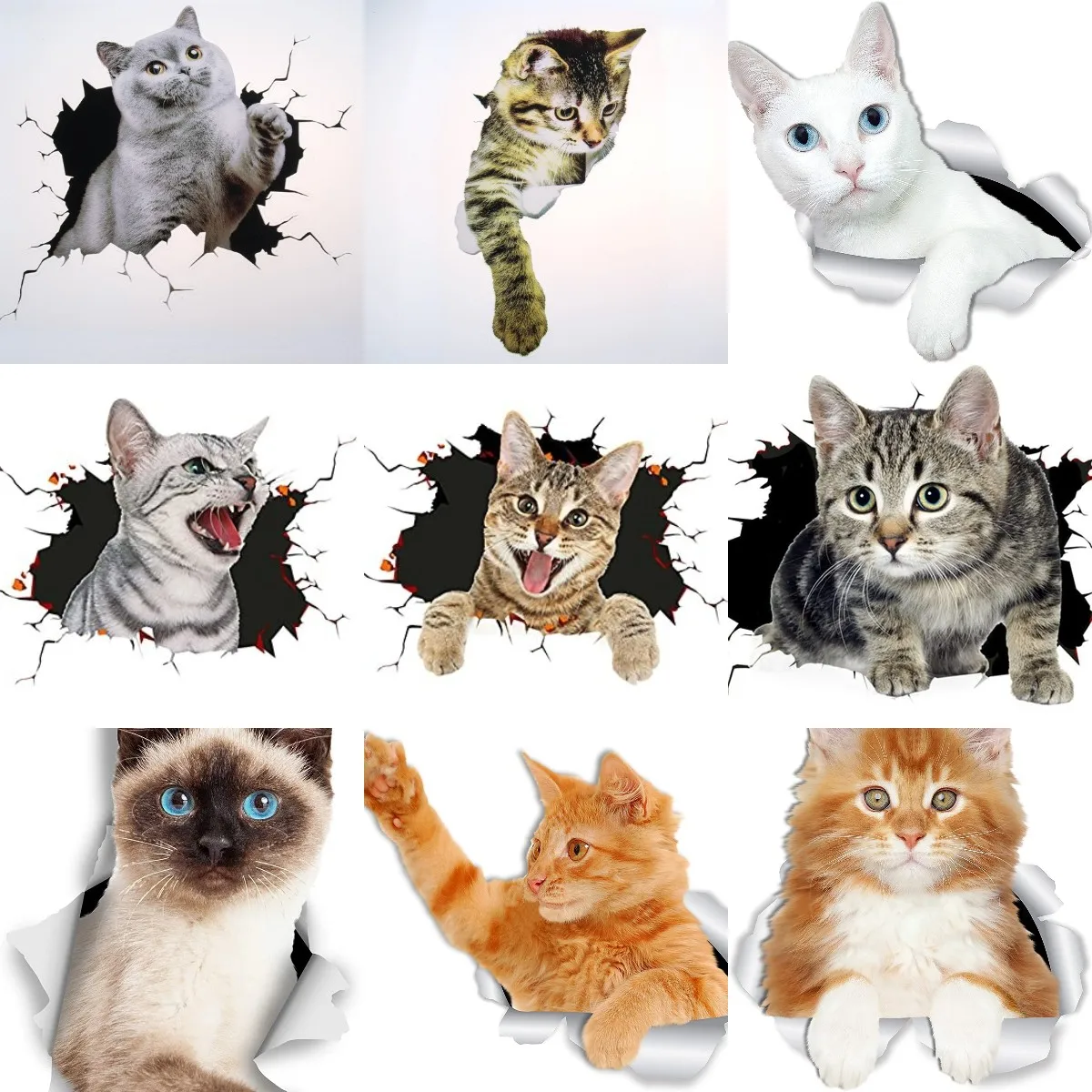 

3D Cat Cute Creative PVC Stickers Accessories for Decorate Car Van Wall Fridge Bicycle Window Truck Table Helmet Off-road