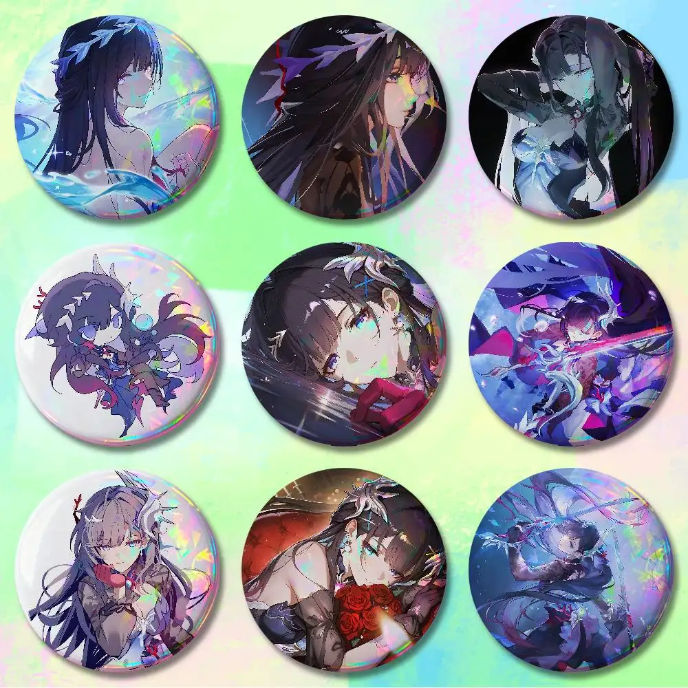Hysilens H-Honkai Star Rail 58mm 44mm HD Print Brooch Badges Pretty Derby Round Display Brooches Lapel Pins