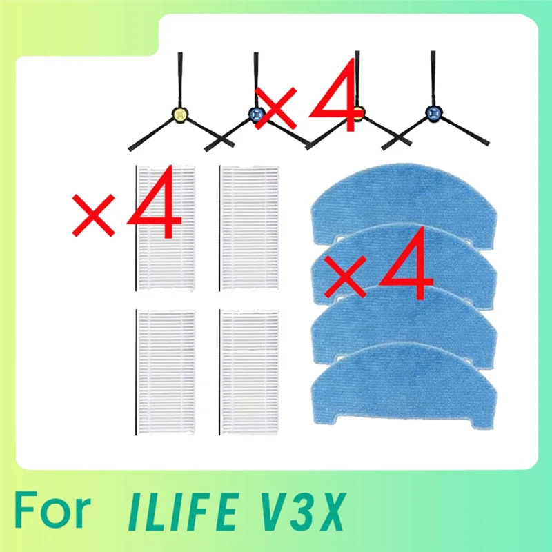 AB43-12 szt. Szczotka boczna Mop Filtr Do ILIFE V3X Robot Odkurzający Części Zamienne