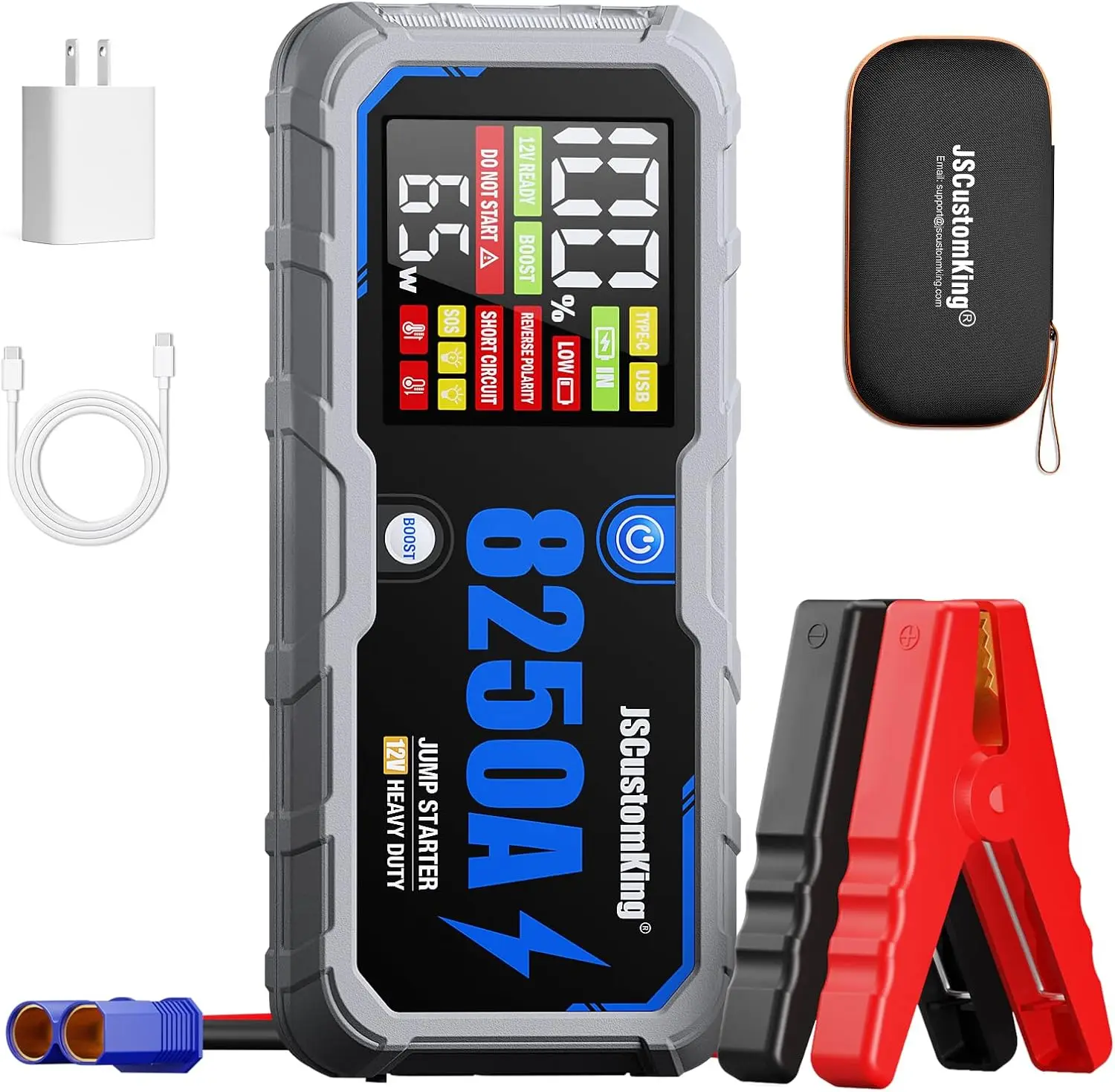 

Portable Car Jump Starter with PD-65W, 12V Battery Pack for Gas/Diesel Vehicles, HD Screen & USB Power Bank