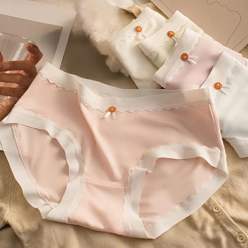 Modal Panties Pure Cotton Antibacterial Bottom Bow Design Panties Simple High-end Comfortable Seamless Women Underwear 90