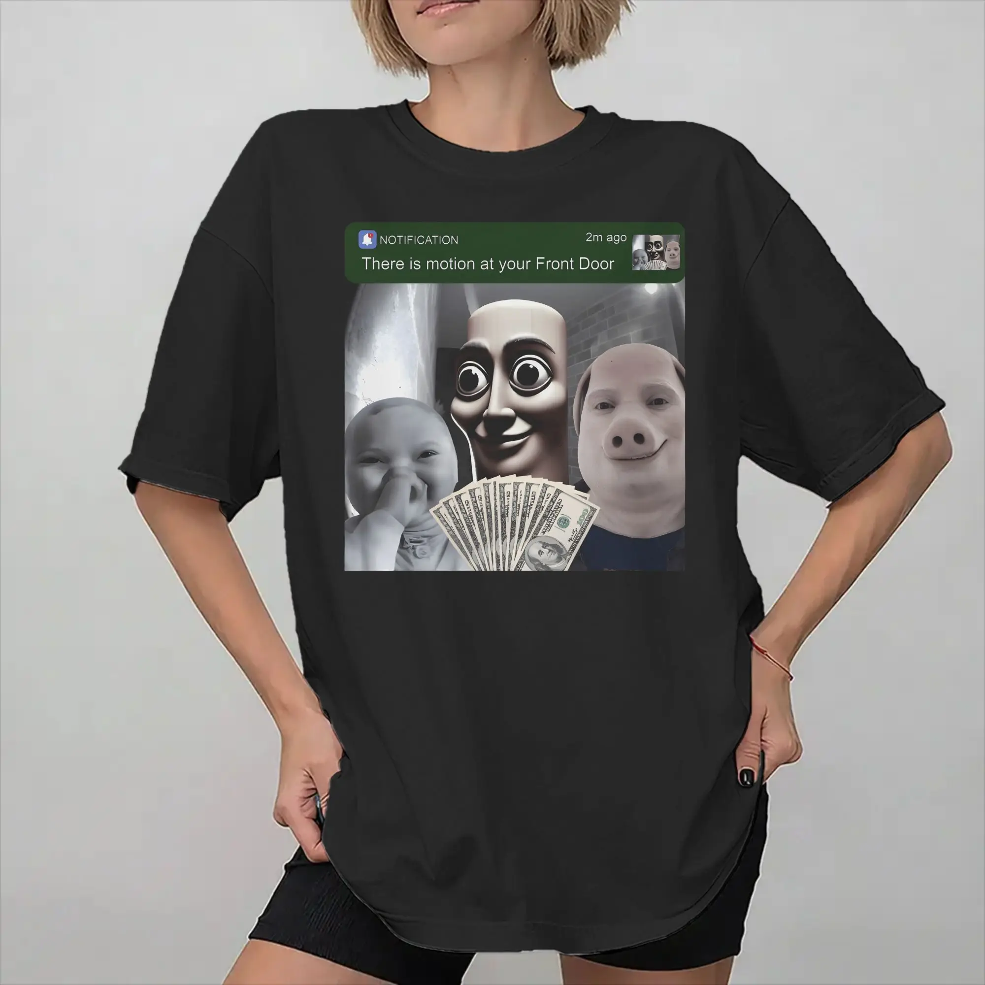 Fashion tung sahur ai baby john pork there is motion at your front door  T Shirt for Men Women  Pure Cotton T-shirts