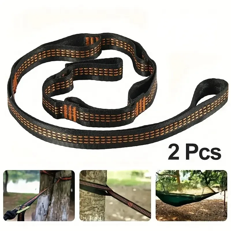 2PCS High Bearing Hammock Straps - 600lbs Polyester Rope For Outdoor Camping