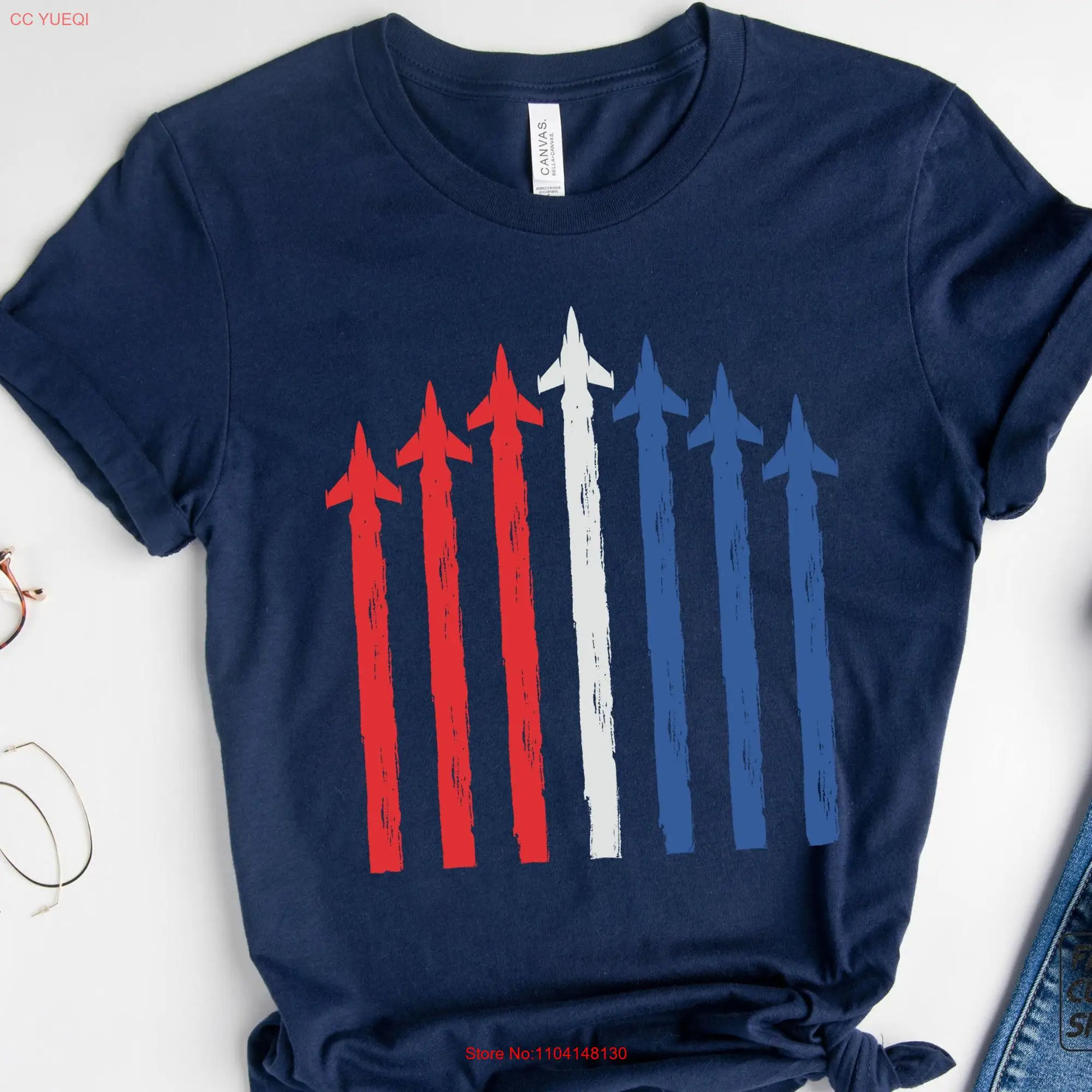 F16 American Flag On The Sky T shirt Lover Boy Red White Blue Usa Arm Mom 4th july E0172 long or short sleeves