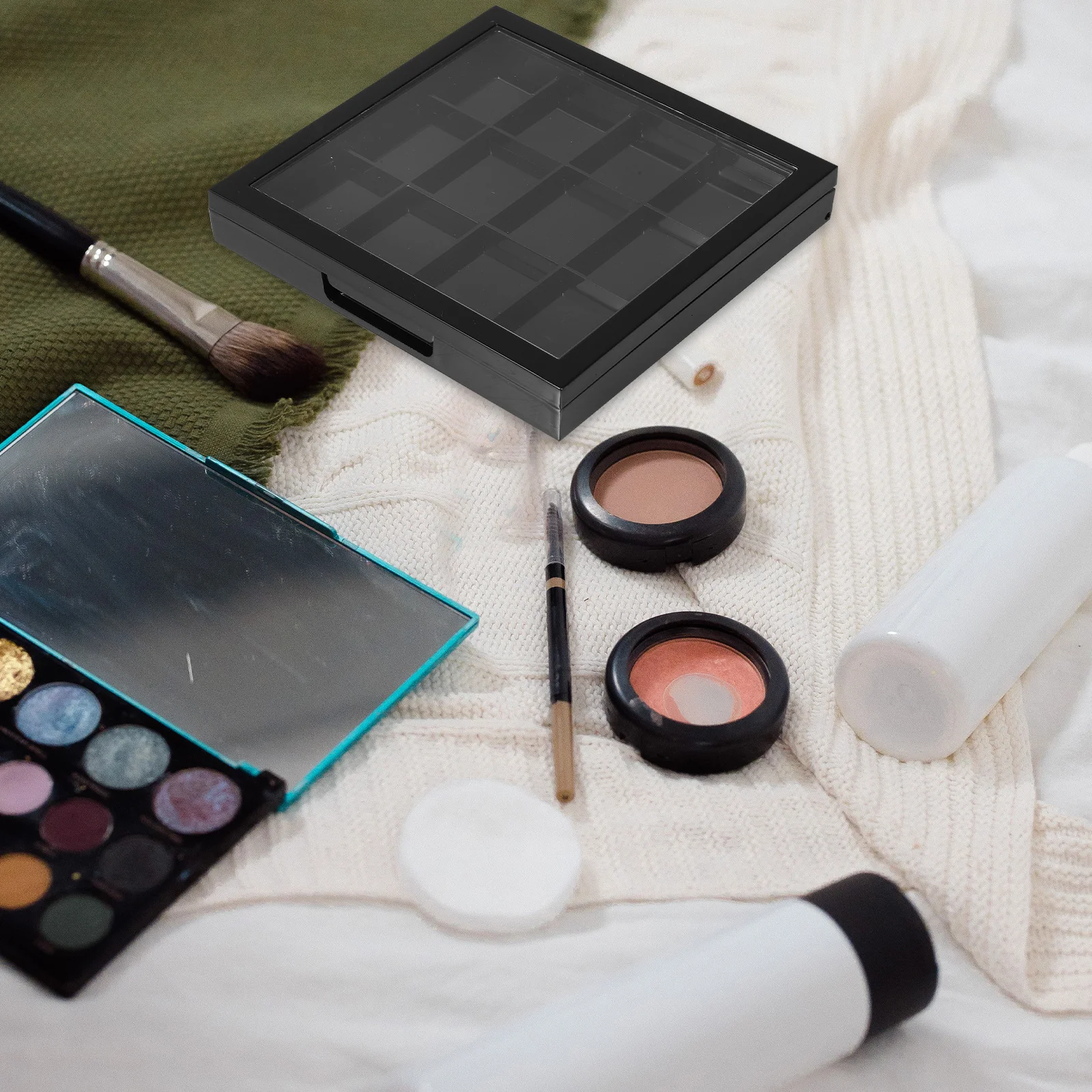 Conteneur vide pour ombre à paupières, Palette à 12 compartiments, étui pour cosmétiques, bricolage, Blush, rouge à lèvres, rangement, outil de maquillage Portable