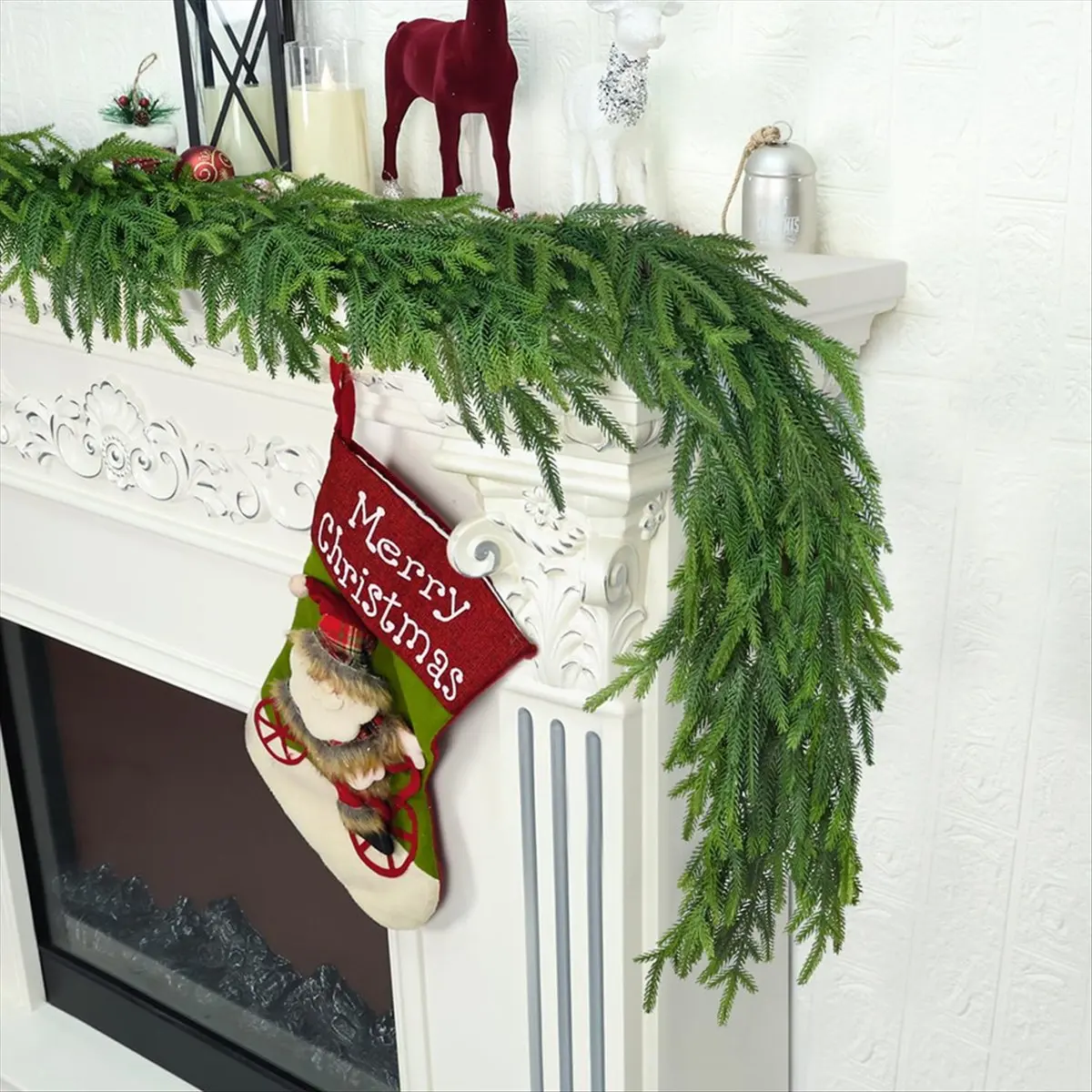 5 Ft Christmas Cedar Garland for Staircase Real Touch SoftDroopy Bendable Lifelike Faux Xmas Garlands for Decoration