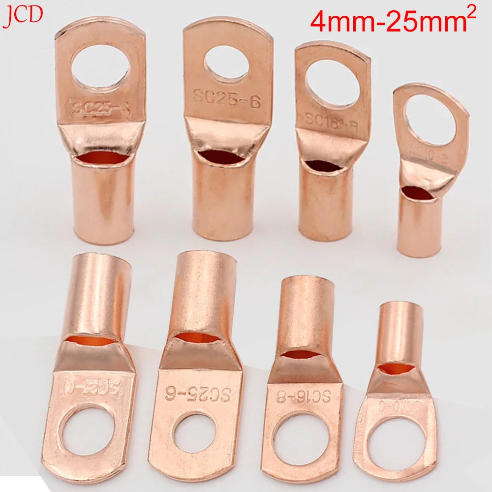 JCD 10-20Pcs 4-25mm2 SC4 SC6 SC10 SC16 SC25  Tinned Copper Wire Nose Terminal Crimp SC Type Lugs Ring Cable Connector Kit