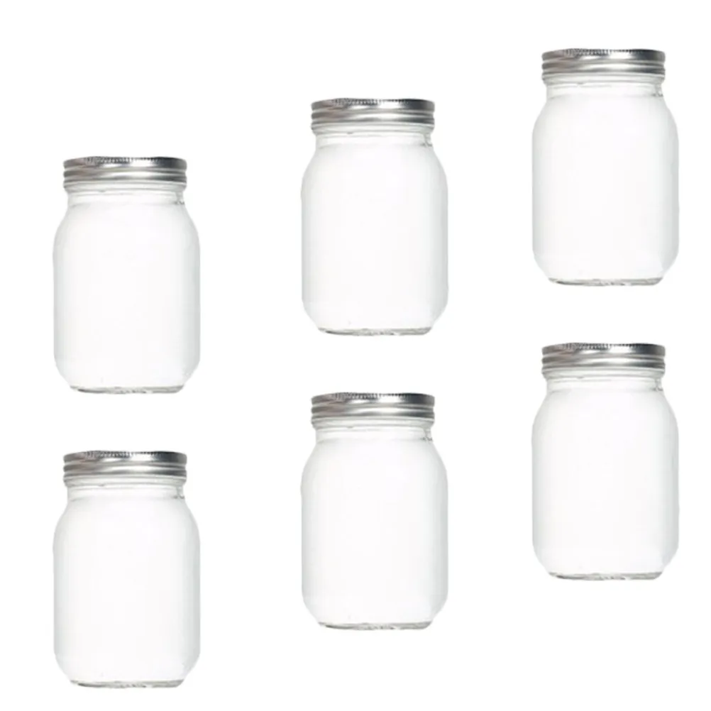 6Pcs Transparent Round Glass Jars with Airtight Lids for Food Storage Coffee Tea Honey Dried Fruit Jam Pickles Kitchen Glass - view 5