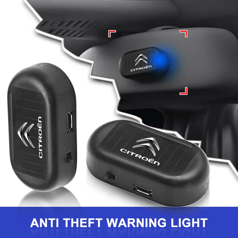 Accessories 1Pcs Car Solar Powered Wireless Anti-Theft Caution Lamp LED Flashing Light for Citroen C4L DS6 C1 C2 C3 C4 C5 C6 C8
