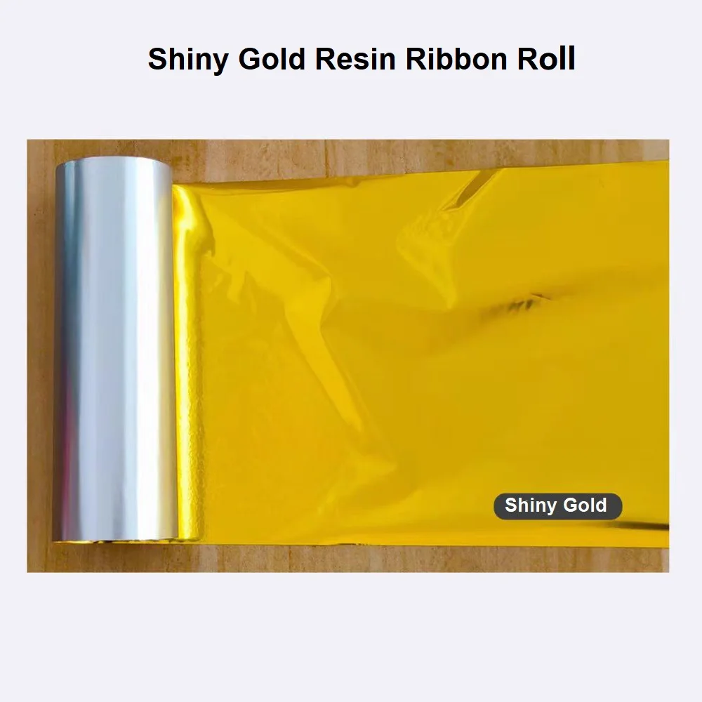 Shiny Gold Foil Resin Ribbon 110mmX300M Gift Bag/Fabric Ribbon/Card/Stamp/Glossy Label Printing Thermal Transfer Inked Ribbons