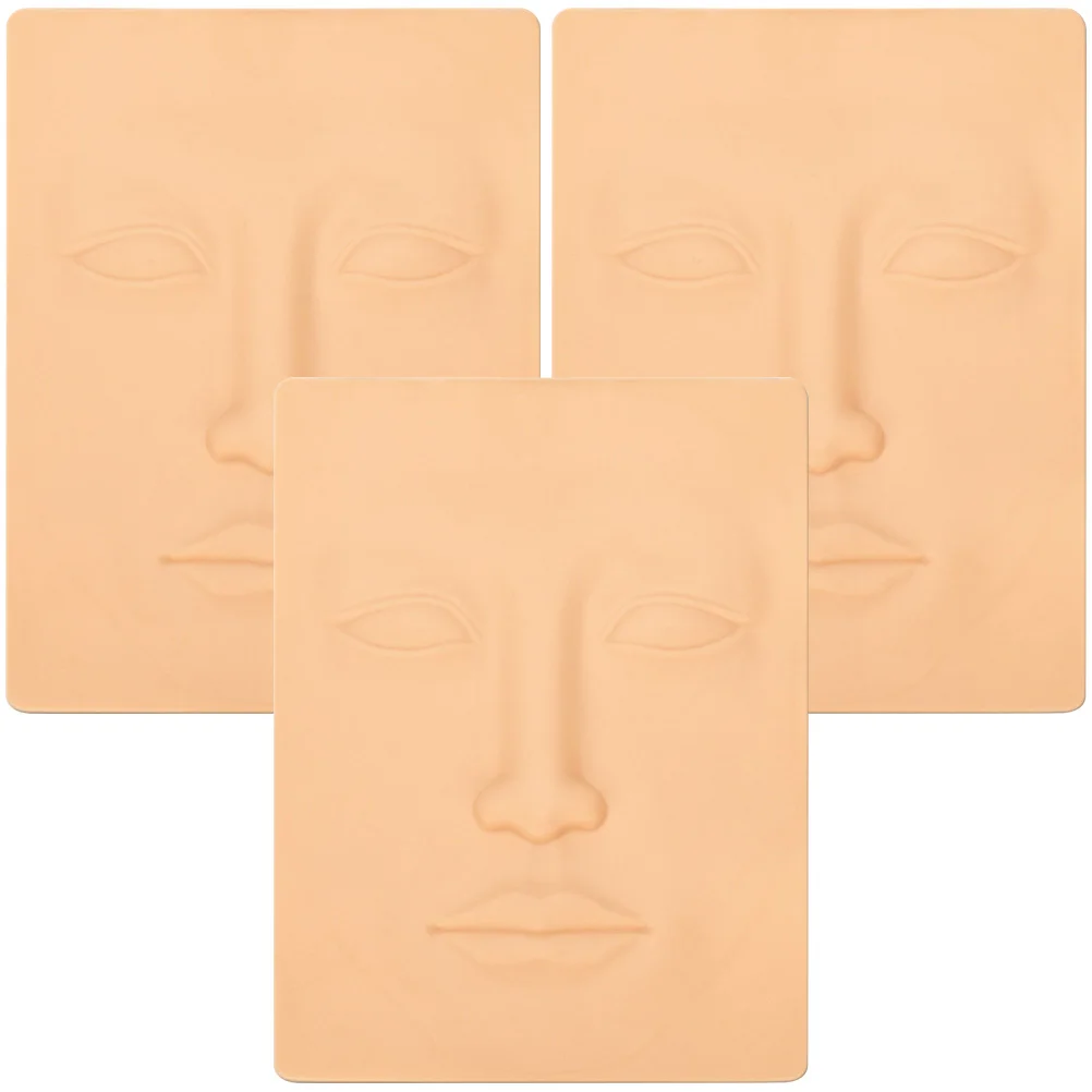 

3pcs Silicone Artificial Face For Eyebrow Embroidery Practice Tattoo Training Mannequin Lipstick Application Fake