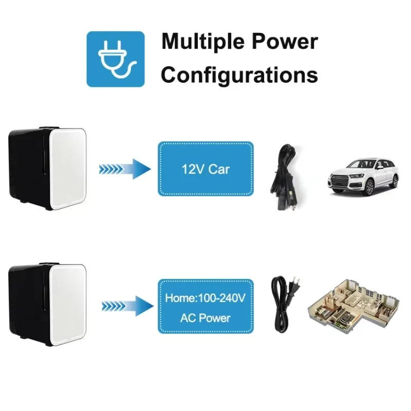 10L Mini Fridge for Bedroom Portable Small Refrigerator Cooler or Warmer With Mirror and LED