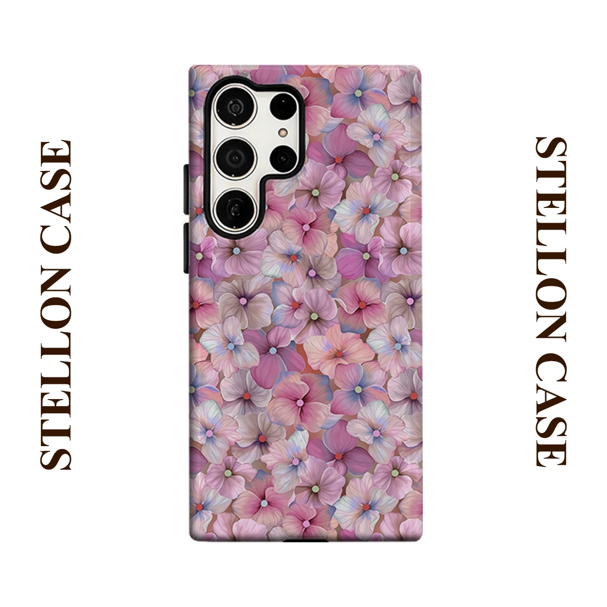 Pink Hydrangea For Samsung Galaxy Phone Case S23 S20 S25 FE S24 Plus S26 Ultra 2-IN-1 Shockproof Bumper Hard PC