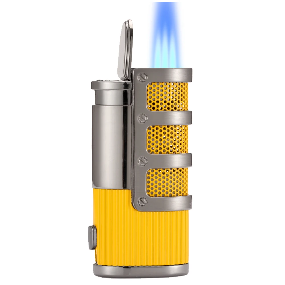 Luxury3 Jet Torch Cigars Lighter Windproof Metal Pocket Lighters Butane Refillable Flame Gas Lighter W/ Cigar Punch