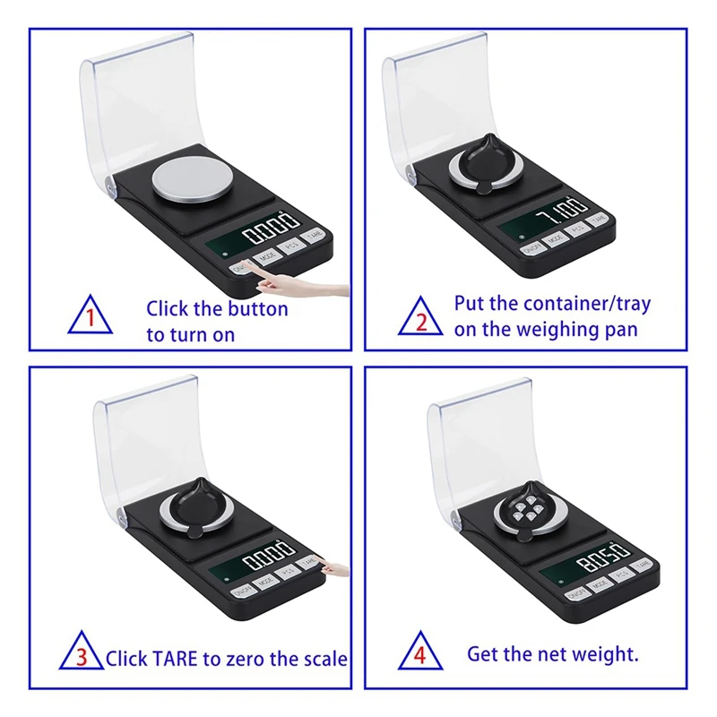 A98E-High Precision 100G/0.001G Digital Milligram Scale Jewelry Scale, Pocket Scal, Reloading, With 50G Calibration Weigh