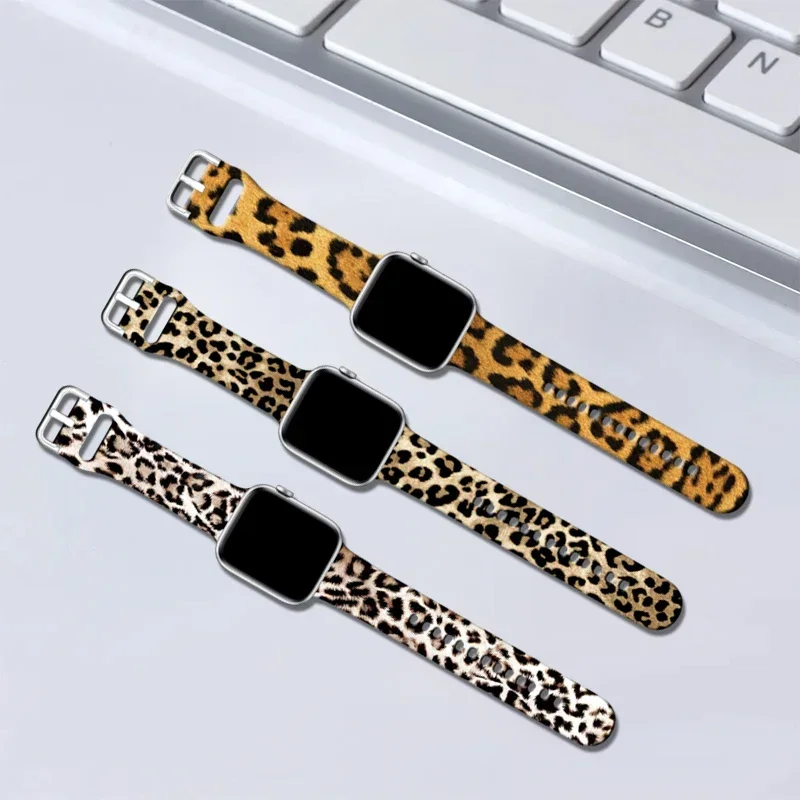 Leopard Strap for Apple Watch Ultra 2 Band 49mm 45mm 41mm 44mm 42mm 40mm 46mm Silicone Bracelet for IWatch 10 9 8 7 6 5 3 SE 4