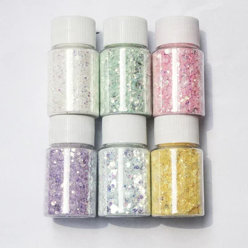 3D Silver Nail Art Glitter Paillette Flakes Pigment Manicure Decoration Macaron Sequins DIY Drip Glue Flow Hemp Fresh Sequins