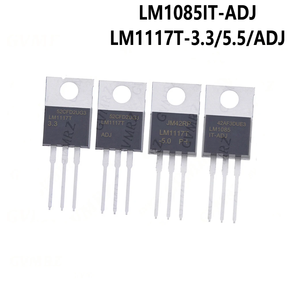 10PCS  TO-220 LM1117T-3.3 LM1117T-5.0 LM1117T-ADJ LM1085IT-ADJ LM1117T LM1085IT TO-220