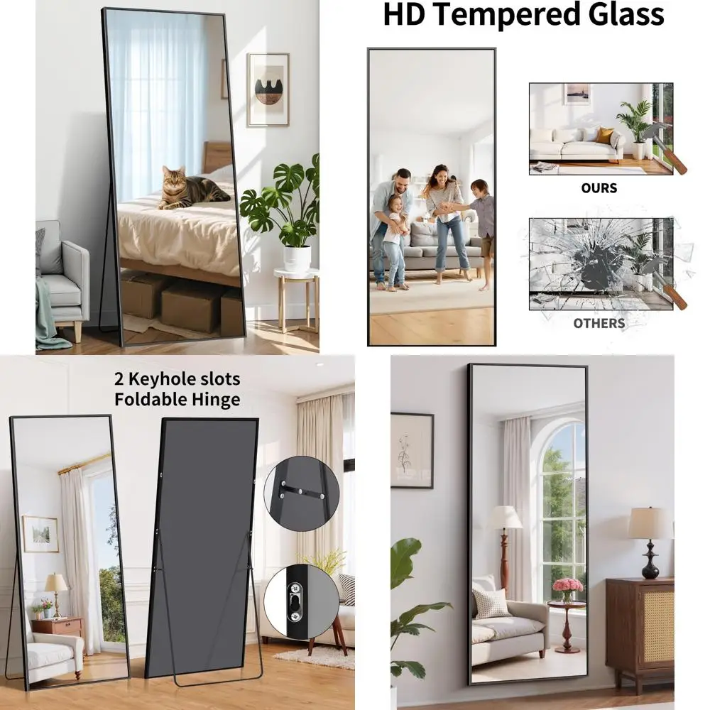 アルミフレーム付き全身鏡 - 家庭装飾と壁掛け用大型フロアミラー