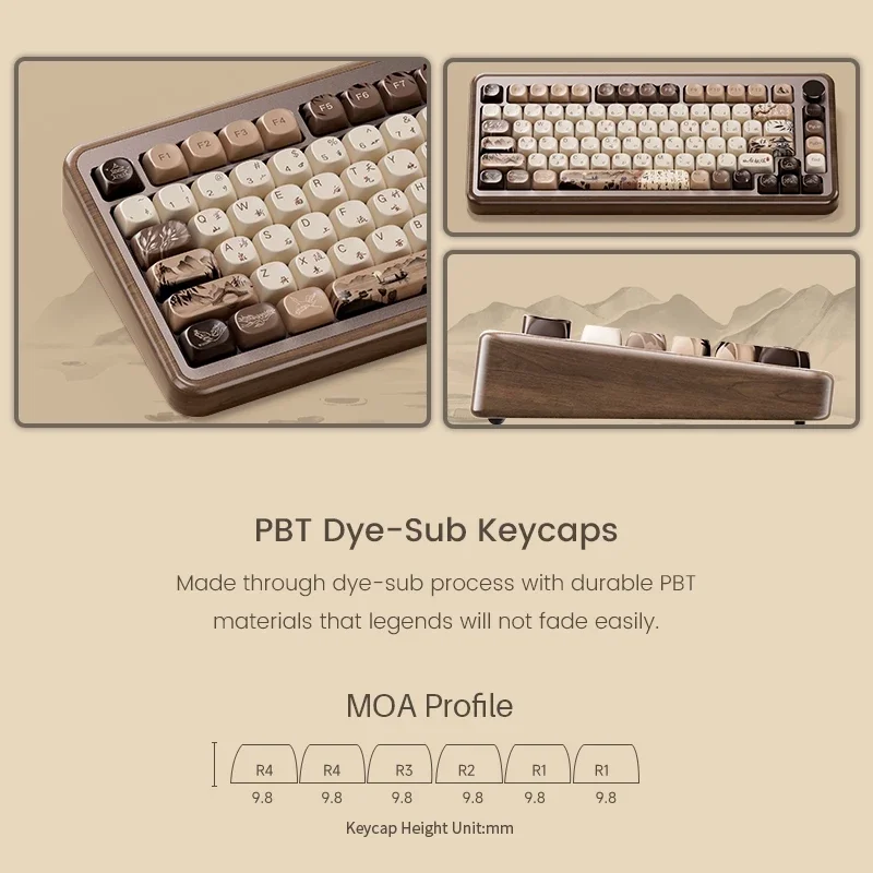Akko MU01 ANSI/MU02 ISOMountain Seclusion Wooden Mechanical Keyboard Hot-swap BT 5.0 2.4G Wireless Type-C Wired Gaming Keyboard